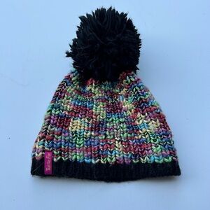 VINTAGE 90’s Turtle Fur Multicolor Knit Pom Pom Beanie